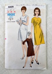 6839 1960S VOGUE SEAMED A-LINE DRESS SLVS OR NOT PATTERN 14 34